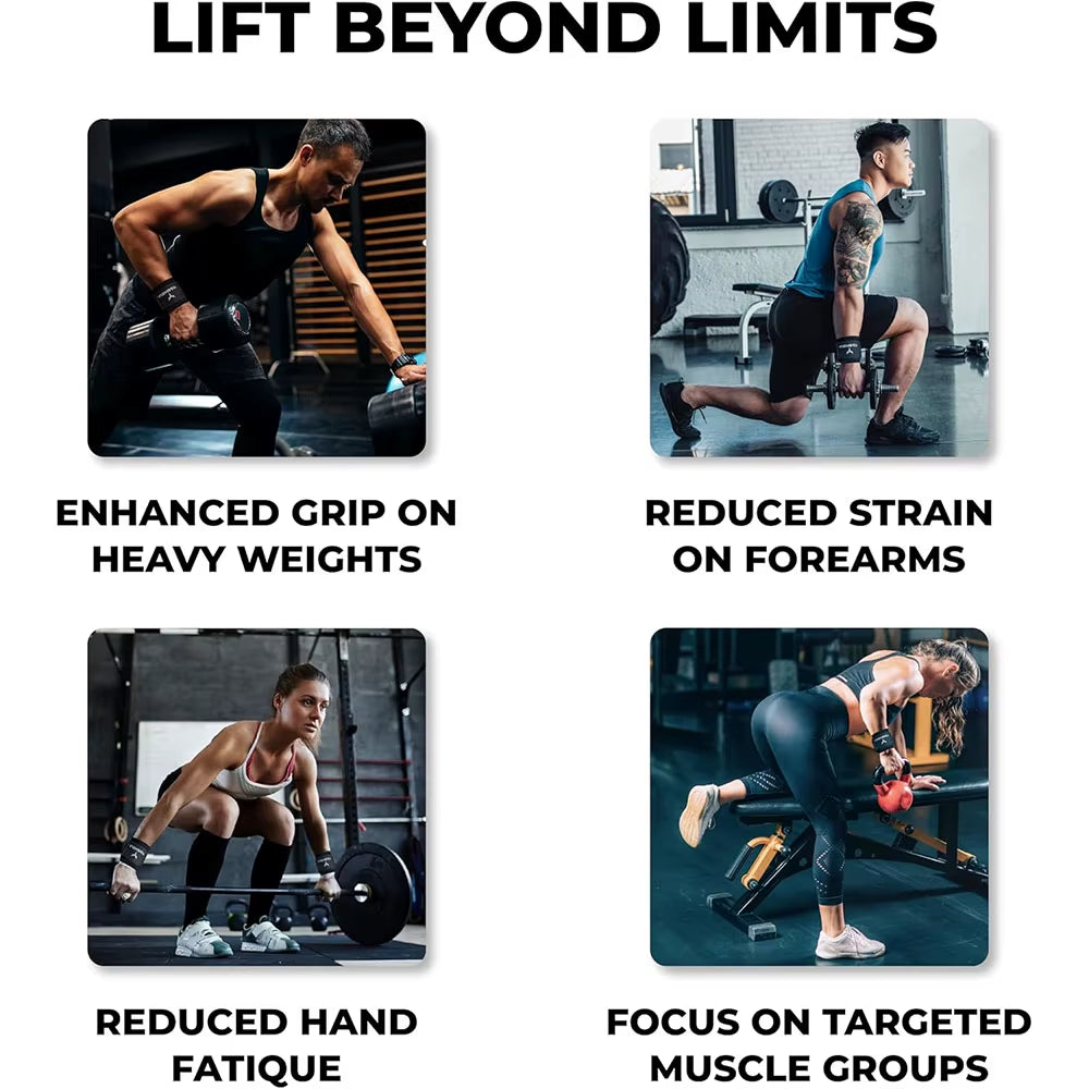 Widen Weight Lifting Hook Grips with Wrist Wraps Hand-Bar Wrist Strap Gym Fitness Hook Weight Strap Pull-Ups Power Lifting Glove