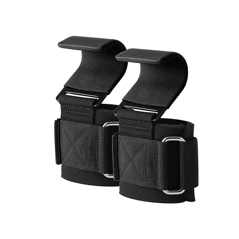 Widen Weight Lifting Hook Grips with Wrist Wraps Hand-Bar Wrist Strap Gym Fitness Hook Weight Strap Pull-Ups Power Lifting Glove