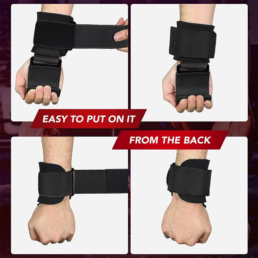 Widen Weight Lifting Hook Grips with Wrist Wraps Hand-Bar Wrist Strap Gym Fitness Hook Weight Strap Pull-Ups Power Lifting Glove