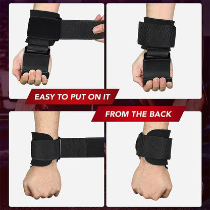 Widen Weight Lifting Hook Grips with Wrist Wraps Hand-Bar Wrist Strap Gym Fitness Hook Weight Strap Pull-Ups Power Lifting Glove