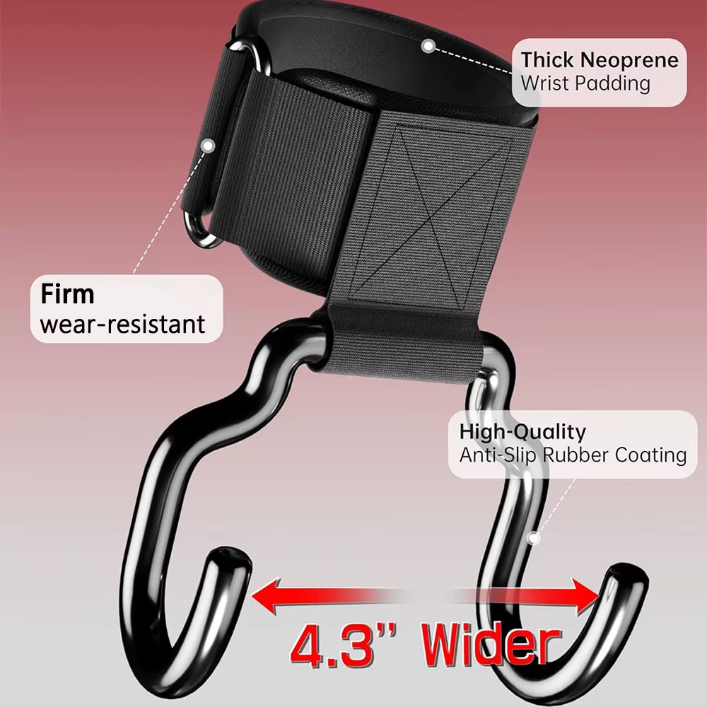 Widen Weight Lifting Hook Grips with Wrist Wraps Hand-Bar Wrist Strap Gym Fitness Hook Weight Strap Pull-Ups Power Lifting Glove