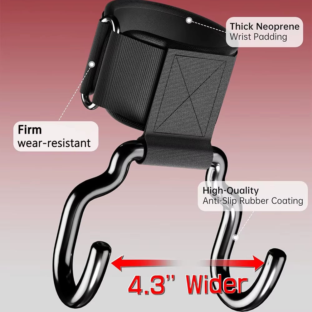 Widen Weight Lifting Hook Grips with Wrist Wraps Hand-Bar Wrist Strap Gym Fitness Hook Weight Strap Pull-Ups Power Lifting Glove